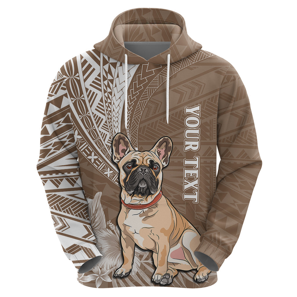 Personalised Polynesian Pacific Bulldog Hoodie With Brown Hawaii Tribal Tattoo Patterns LT7