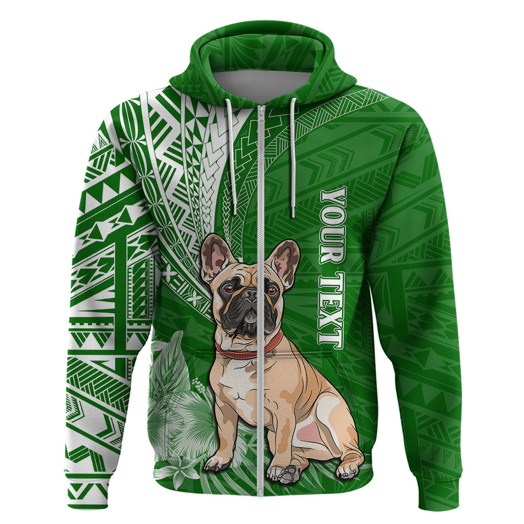 Personalised Polynesian Pacific Bulldog Hoodie With Emerald Hawaii Tribal Tattoo Patterns LT7