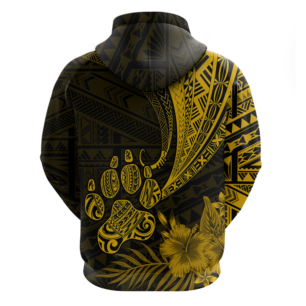 Personalised Polynesian Pacific Bulldog Hoodie With Gold Hawaii Tribal Tattoo Patterns LT7