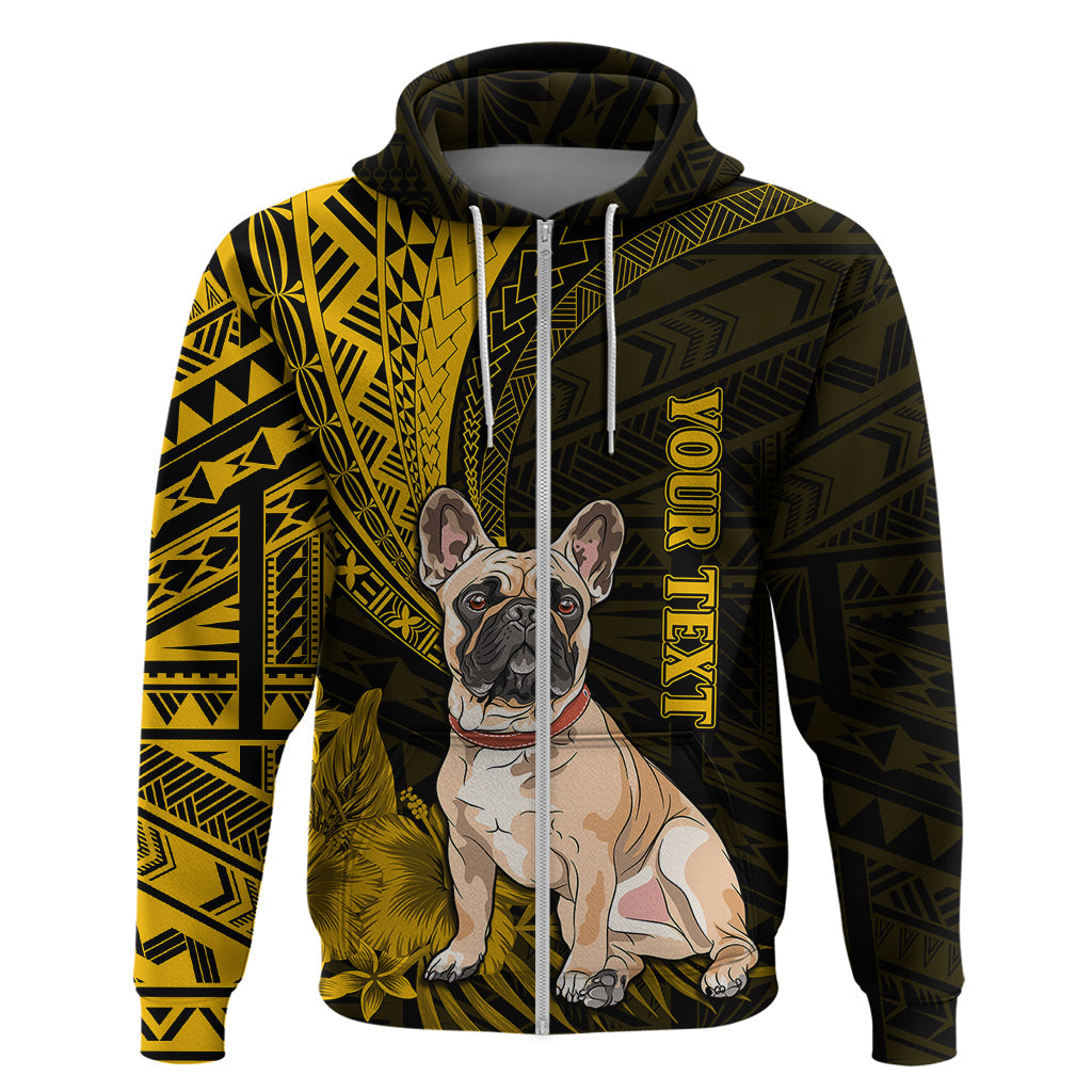 Personalised Polynesian Pacific Bulldog Hoodie With Gold Hawaii Tribal Tattoo Patterns LT7