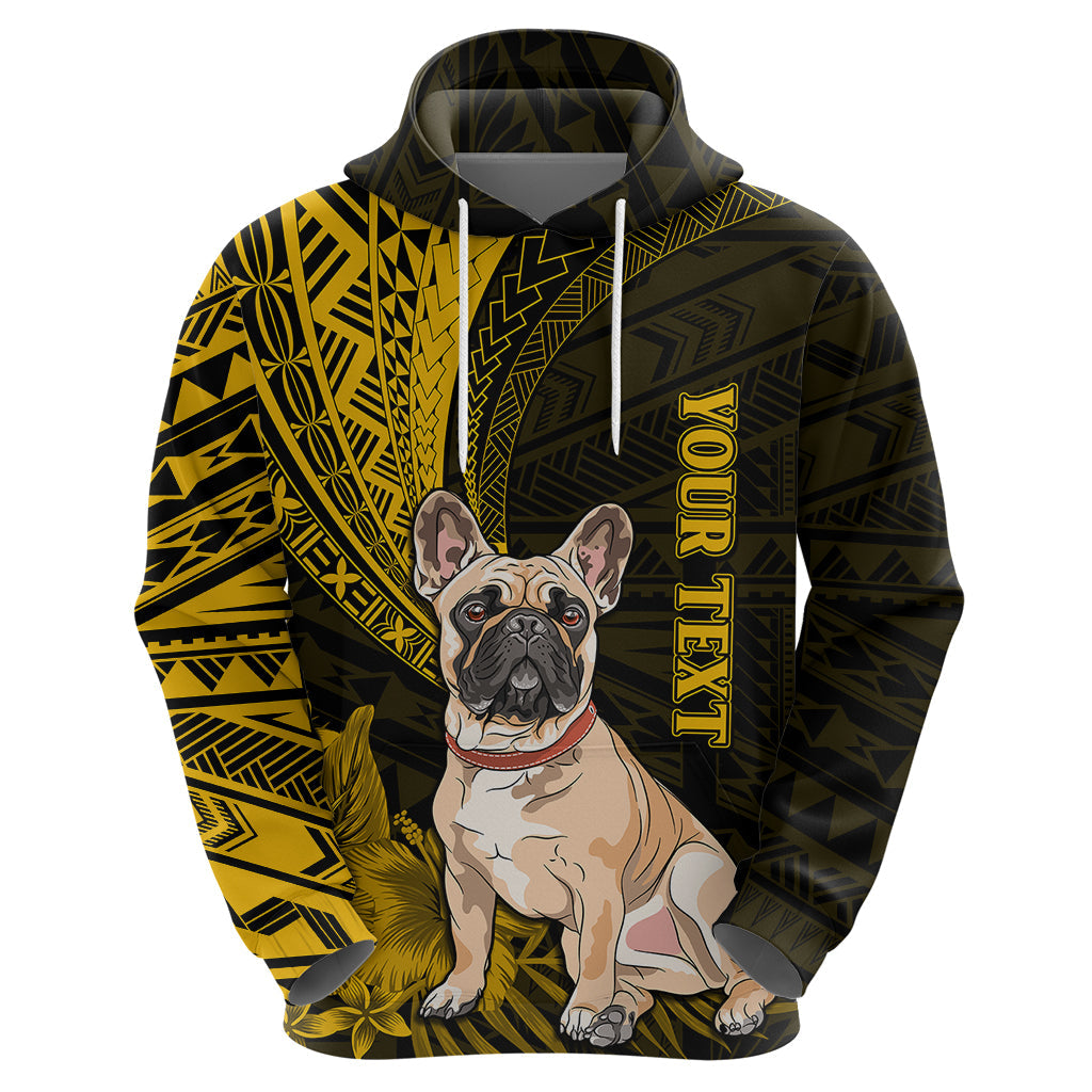 Personalised Polynesian Pacific Bulldog Hoodie With Gold Hawaii Tribal Tattoo Patterns LT7