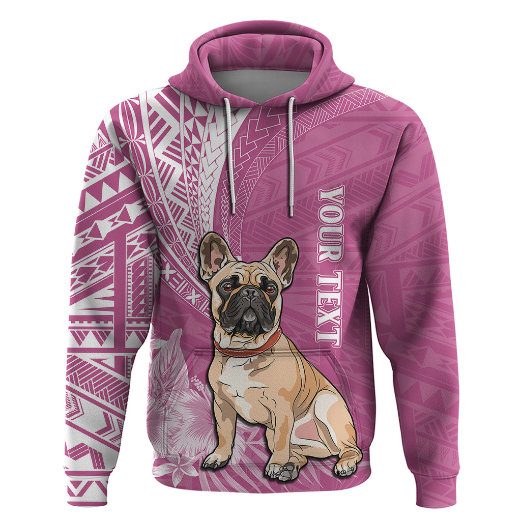 Personalised Polynesian Pacific Bulldog Hoodie With Pink Hawaii Tribal Tattoo Patterns LT7