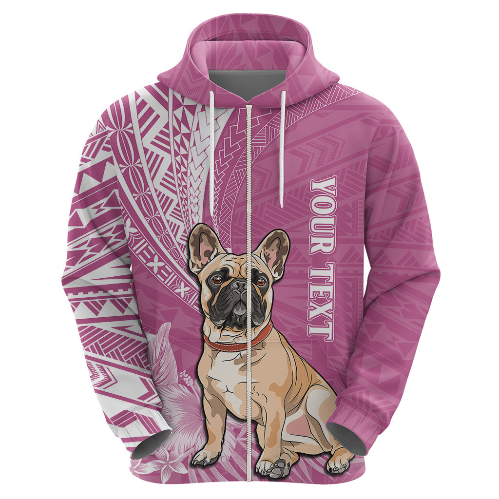 Personalised Polynesian Pacific Bulldog Hoodie With Pink Hawaii Tribal Tattoo Patterns LT7