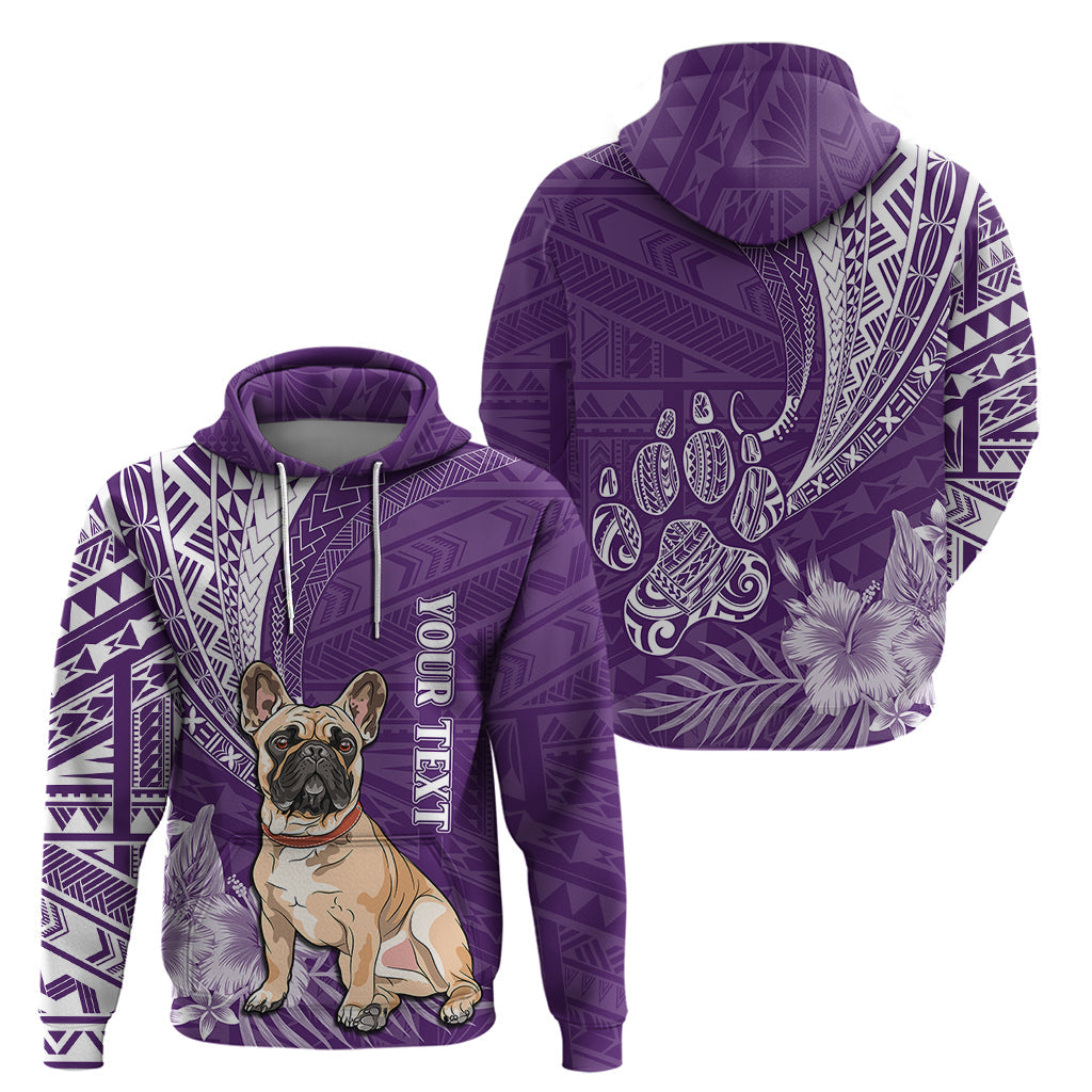 Personalised Polynesian Pacific Bulldog Hoodie With Violet Hawaii Tribal Tattoo Patterns LT7