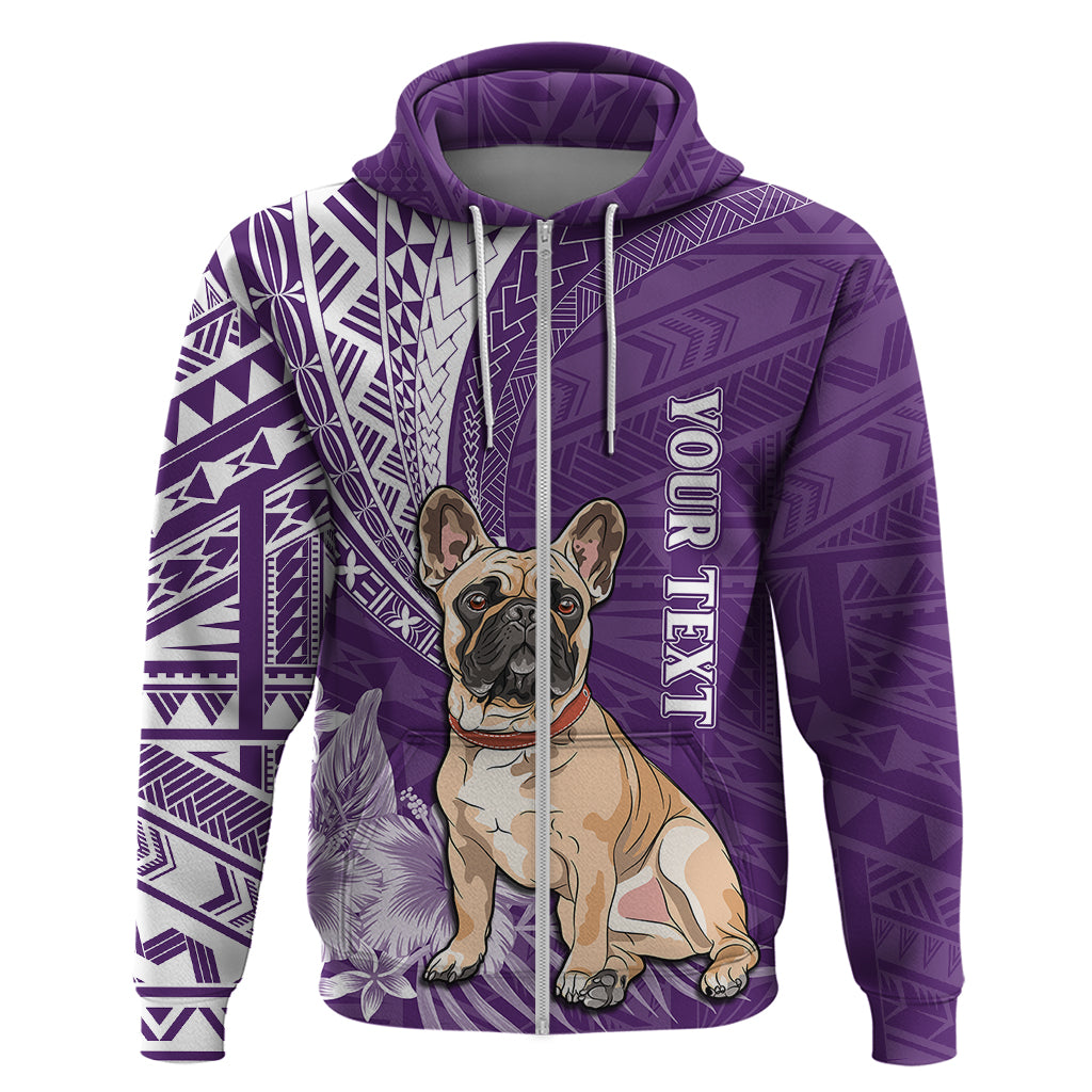 Personalised Polynesian Pacific Bulldog Hoodie With Violet Hawaii Tribal Tattoo Patterns LT7