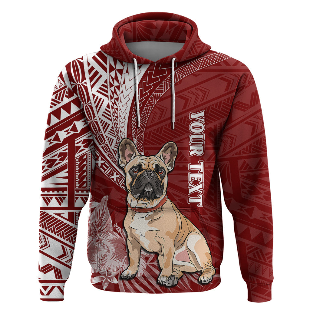 Personalised Polynesian Pacific Bulldog Hoodie With Red Hawaii Tribal Tattoo Patterns LT7