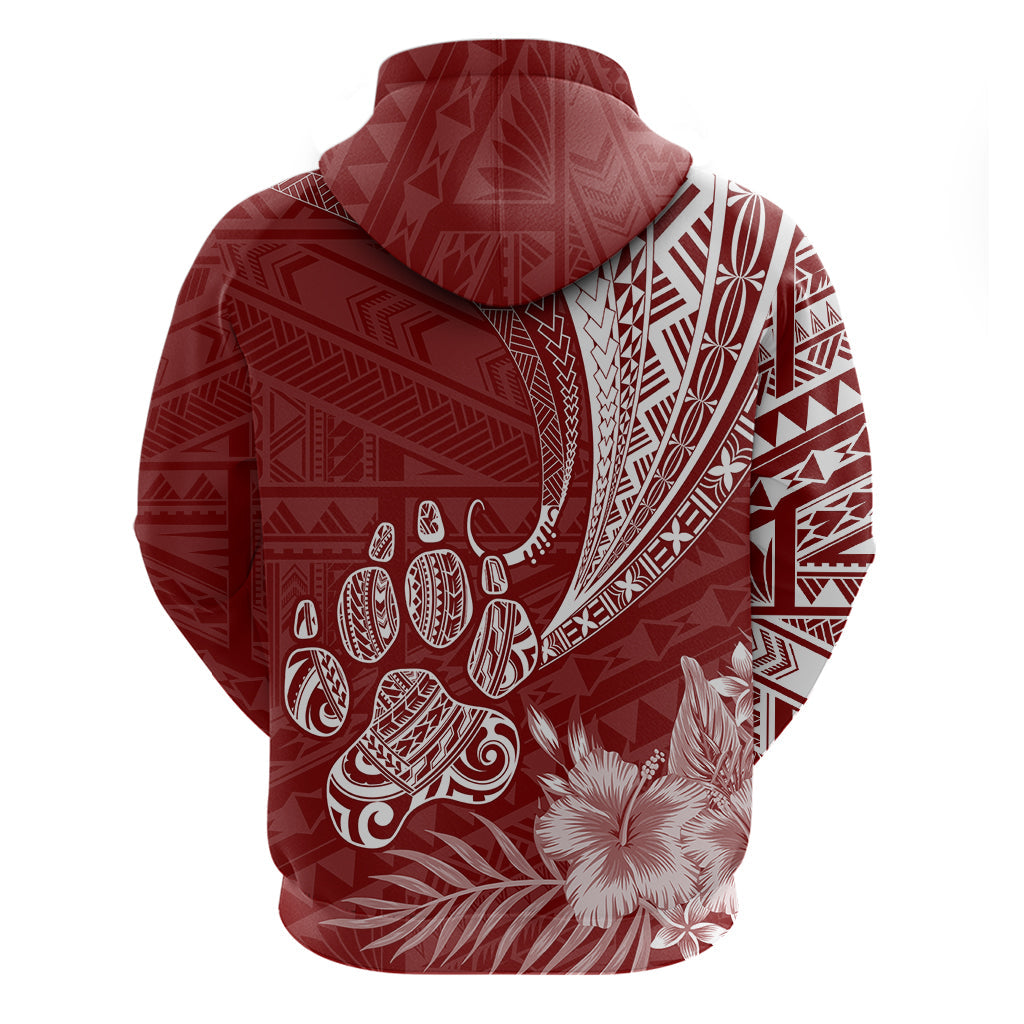 Personalised Polynesian Pacific Bulldog Hoodie With Red Hawaii Tribal Tattoo Patterns LT7
