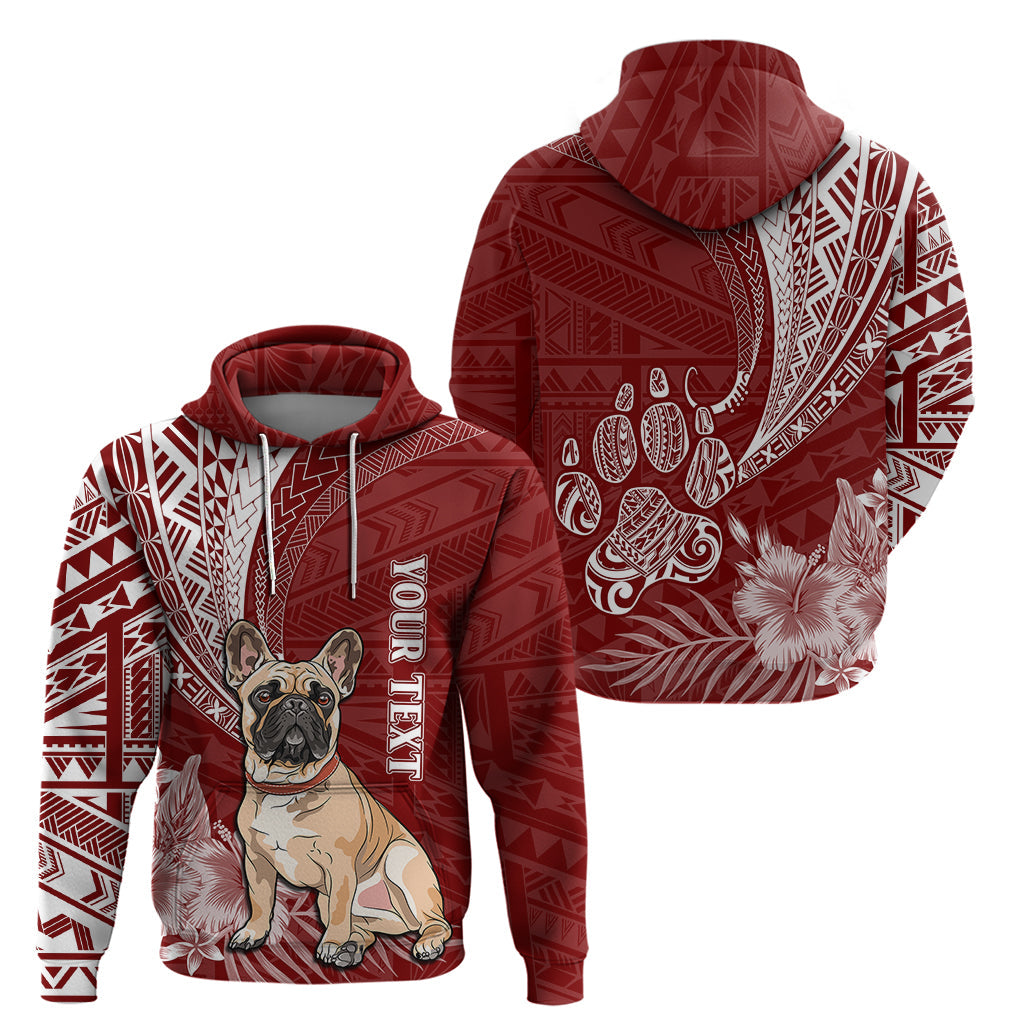 Personalised Polynesian Pacific Bulldog Hoodie With Red Hawaii Tribal Tattoo Patterns LT7