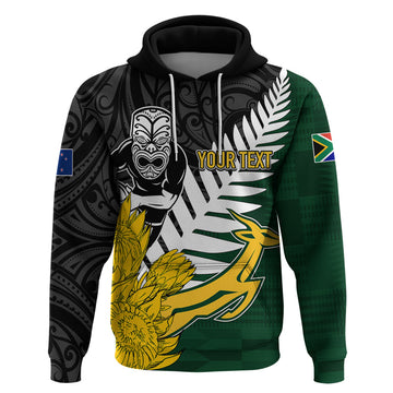 Personalised New Zealand Vs South Africa Rugby Hoodie Rivals - Tribal Style LT7