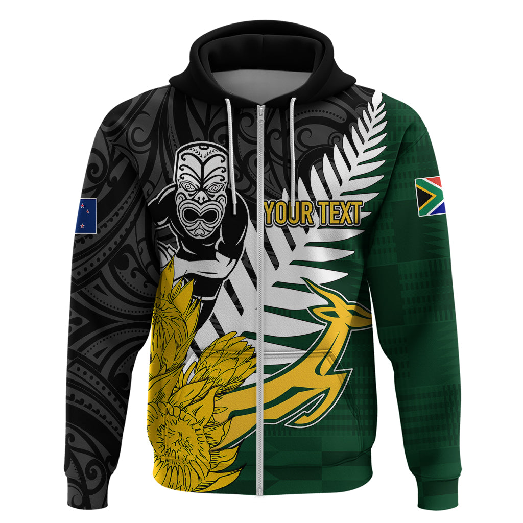 Personalised New Zealand Vs South Africa Rugby Hoodie Rivals - Tribal Style LT7
