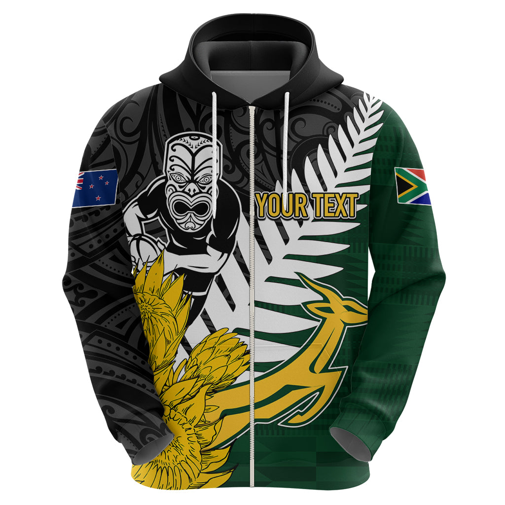 Personalised New Zealand Vs South Africa Rugby Hoodie Rivals - Tribal Style LT7