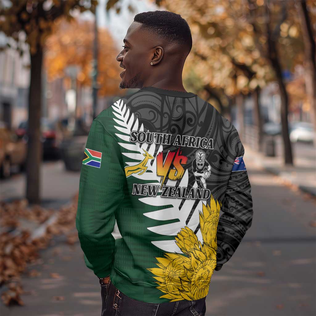 Personalised New Zealand Vs South Africa Rugby Sweatshirt Rivals - Tribal Style LT7