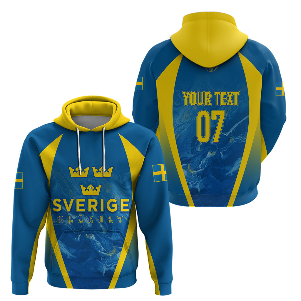 Personalised Sweden Football Hoodie Women World Cup 2023 Blagult Glacial Inspired LT7