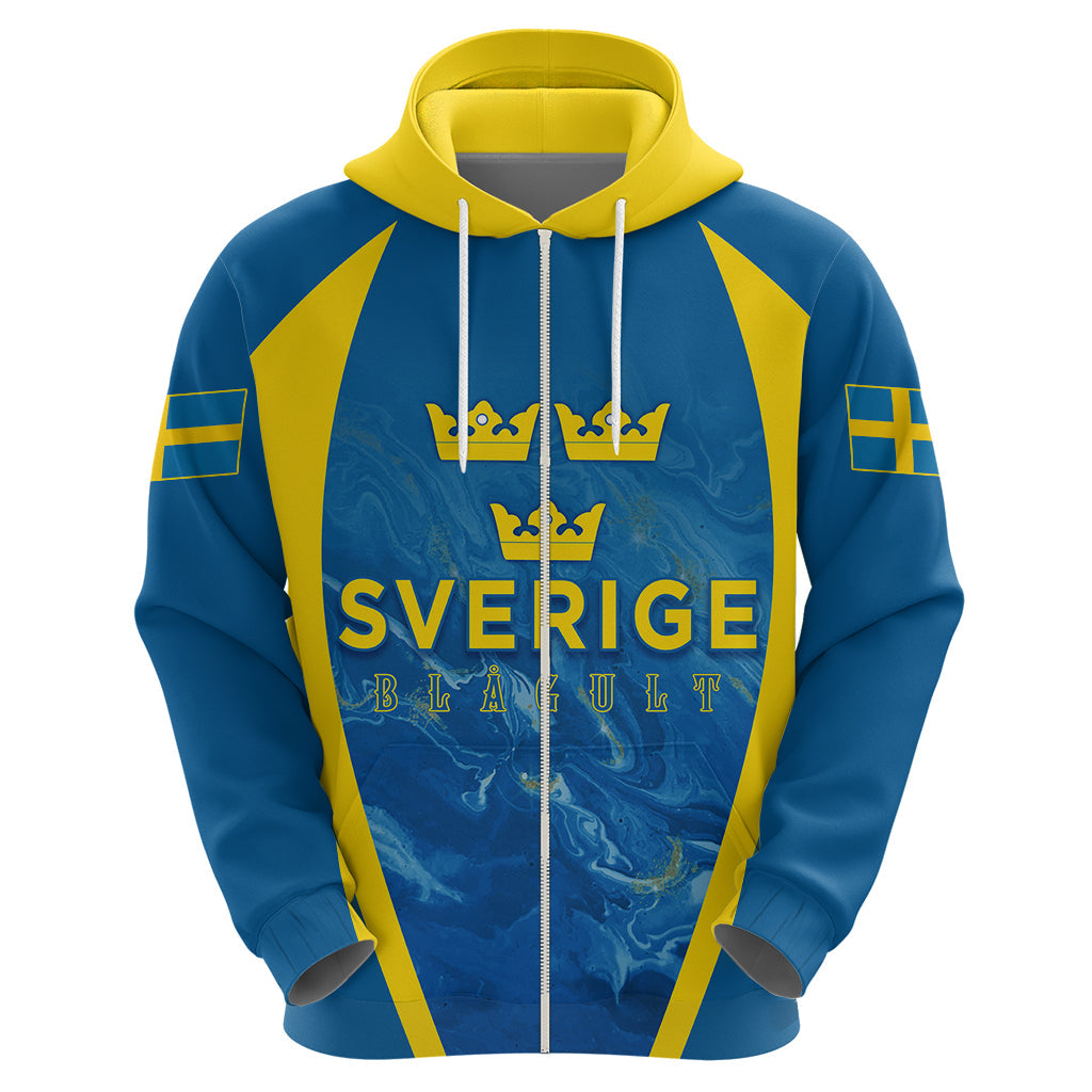 Personalised Sweden Football Hoodie Women World Cup 2023 Blagult Glacial Inspired LT7