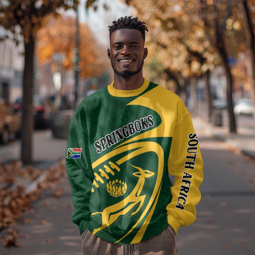 Personalised South Africa Rugby Sweatshirt Bokke Champions Sporty Dynamics LT7