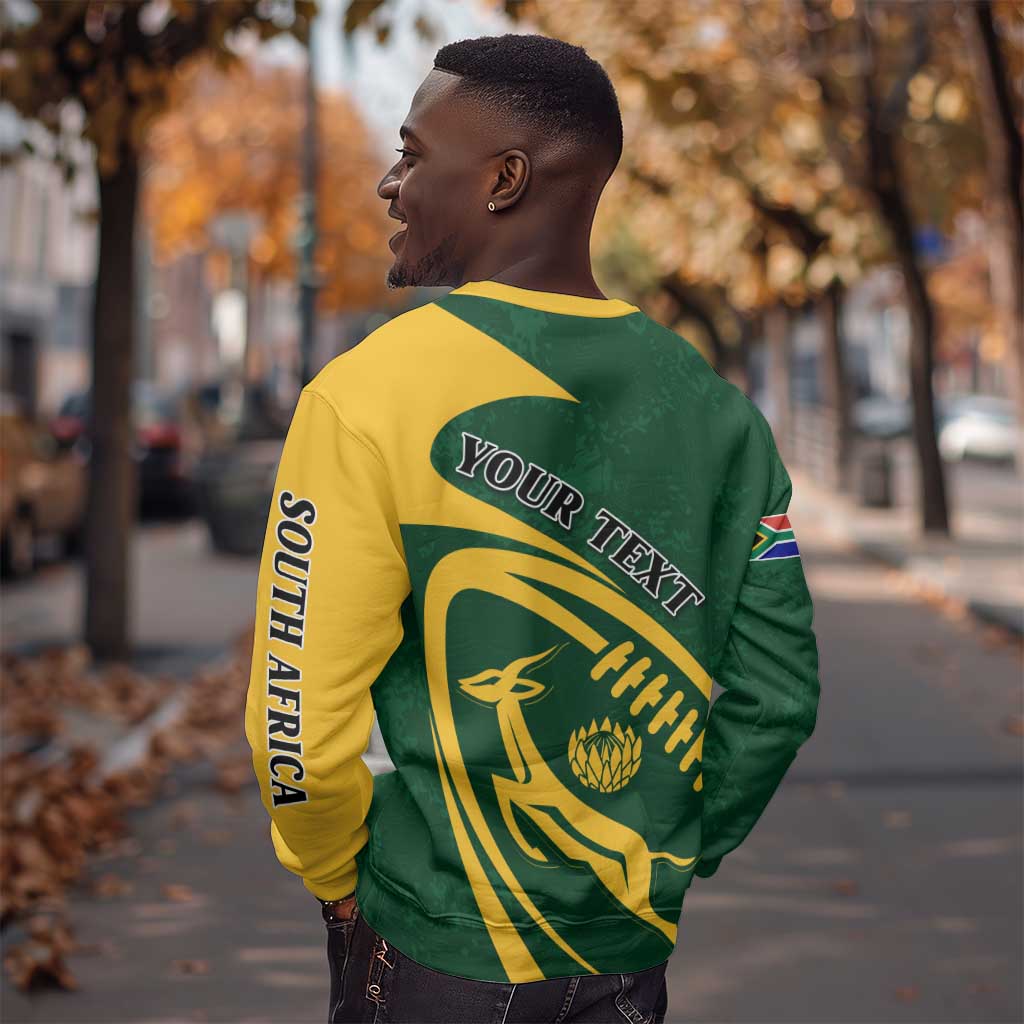 Personalised South Africa Rugby Sweatshirt Bokke Champions Sporty Dynamics LT7