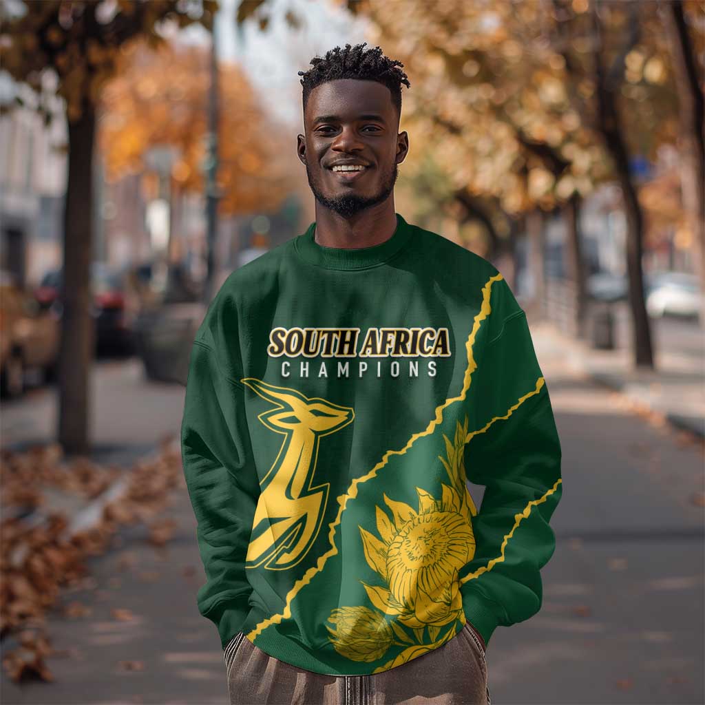 Personalised South Africa Rugby 2023 Sweatshirt Bokke Champions Kente Ethnic LT7