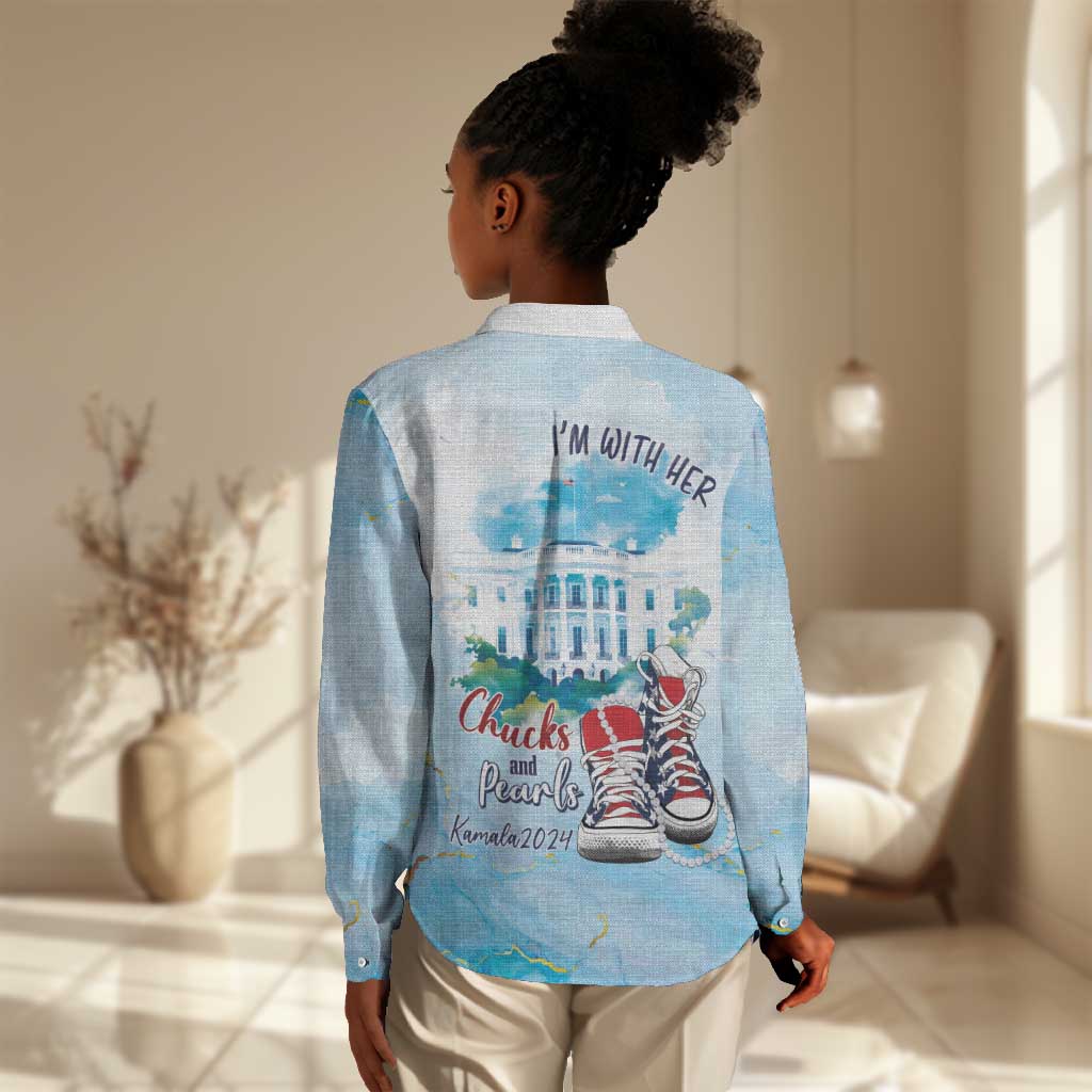 Chucks N Pearls 2024 Women Casual Shirt I'm With Her LT7