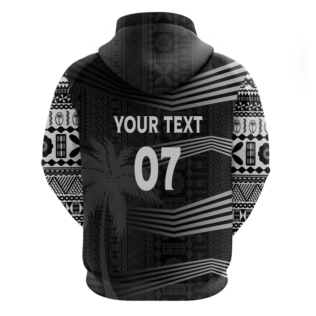 Personalised Fiji Rugby Hoodie Kaiviti WC 2023 Jersey Replica - Black LT7