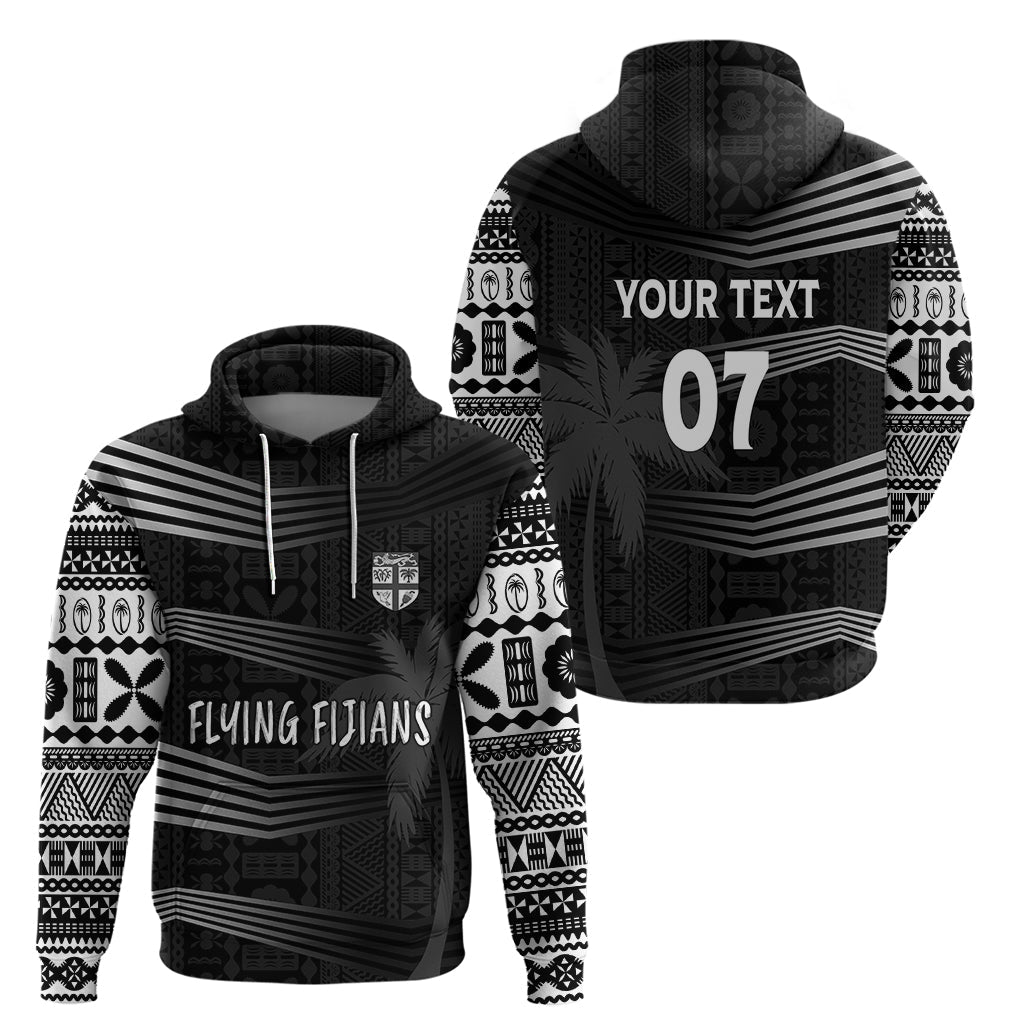 Personalised Fiji Rugby Hoodie Kaiviti WC 2023 Jersey Replica - Black LT7