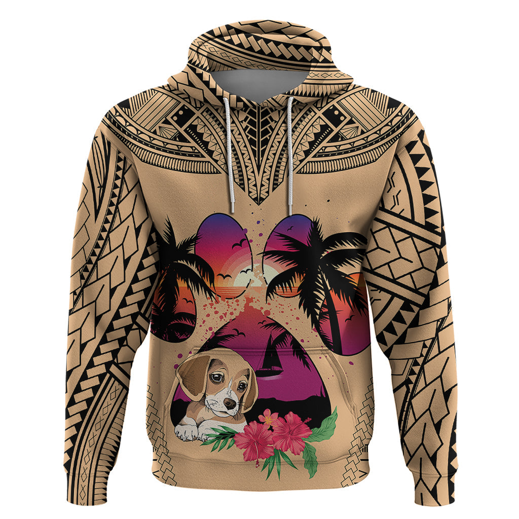 Personalised Polynesian Hoodie Dog Lover With Beagle - Sunset At The Beach LT7