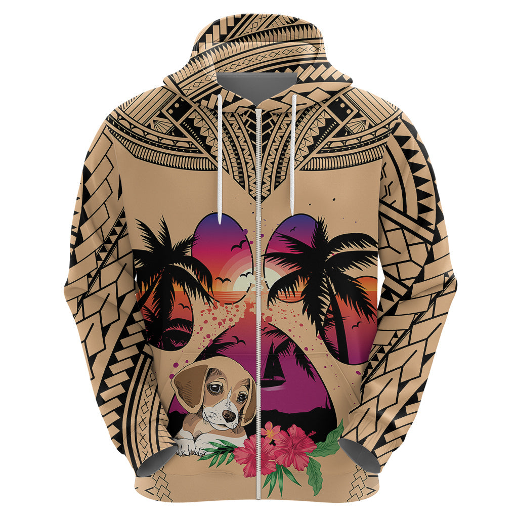 Personalised Polynesian Hoodie Dog Lover With Beagle - Sunset At The Beach LT7