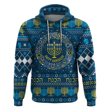 Happy Hanukkah Hoodie Love and Lights Menorah LT7