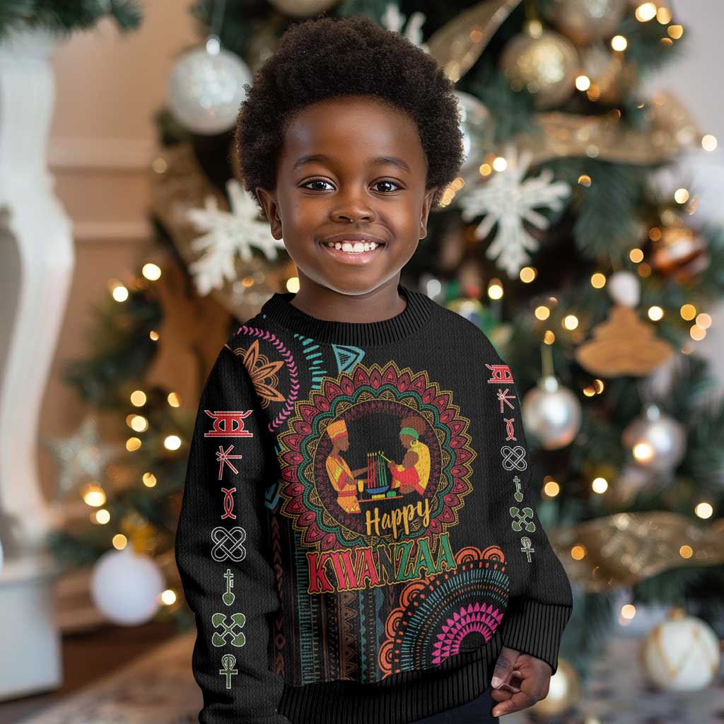 Happy Kwanzaa African Kid Ugly Christmas Sweater Mandala Mix Nguzo Saba LT7