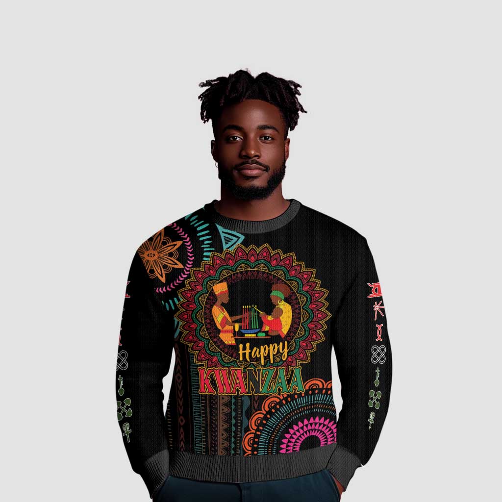 Happy Kwanzaa African Ugly Christmas Sweater Mandala Mix Nguzo Saba LT7