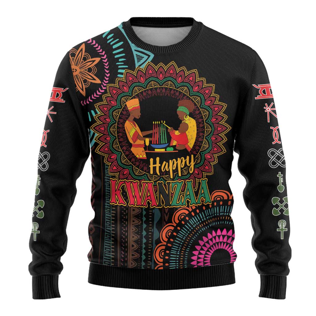 Happy Kwanzaa African Ugly Christmas Sweater Mandala Mix Nguzo Saba LT7