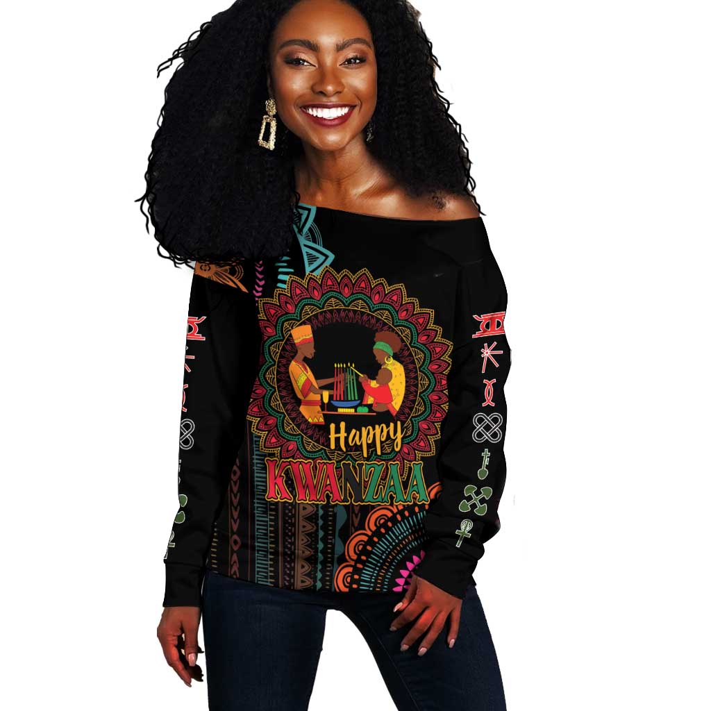 Africa Happy Kwanzaa Off Shoulder Sweater Nguzo Saba LT7