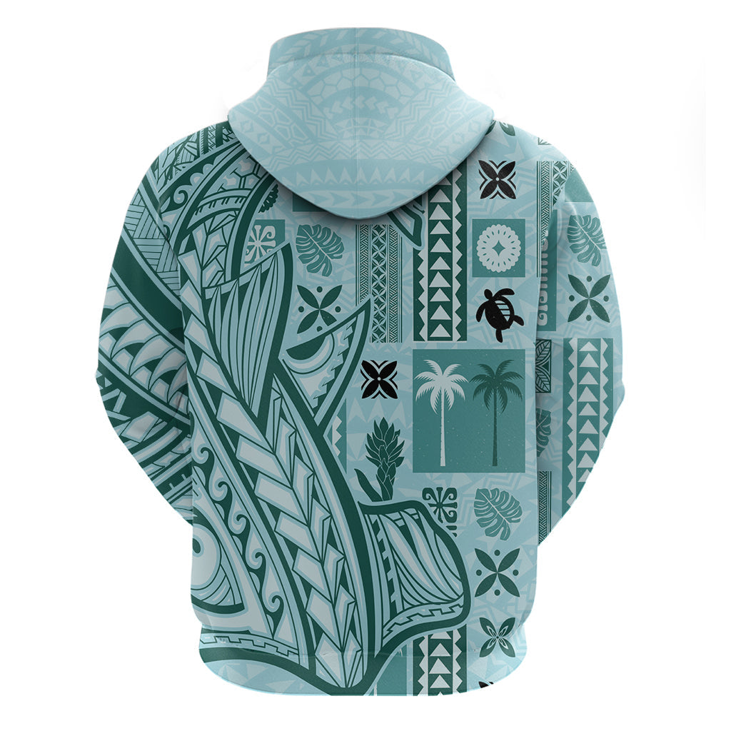 Samoa Tapa Hoodie Siapo Mix Tatau Patterns - Teal LT7
