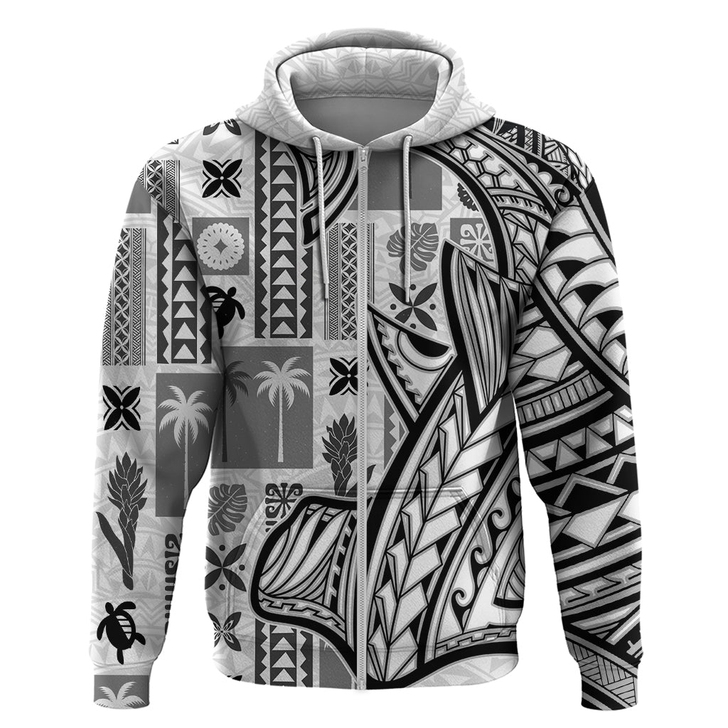Samoa Tapa Hoodie Siapo Mix Tatau Patterns - White LT7