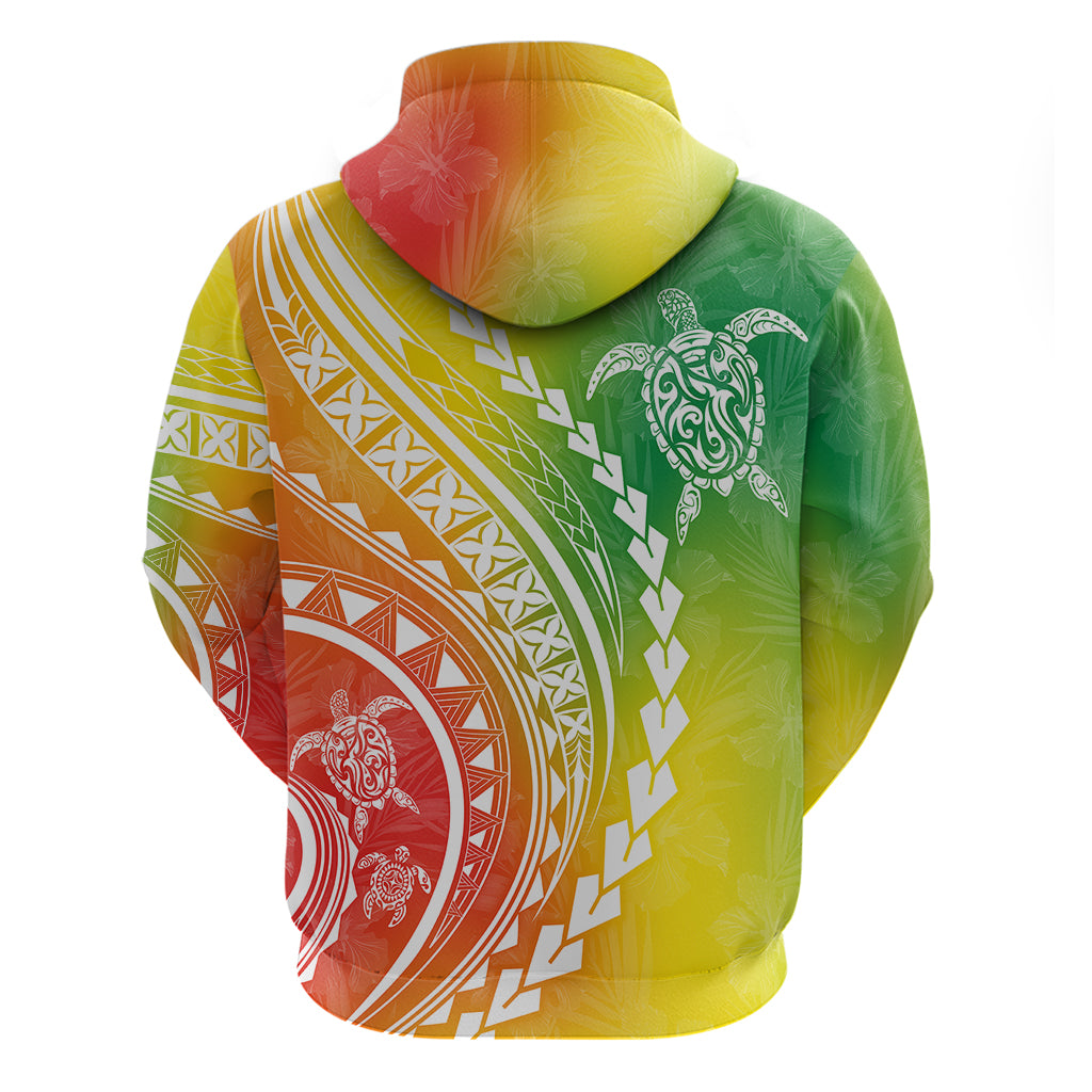 Polynesian Pride Hoodie Turtle Hibiscus Luxury Style - Reggae LT7