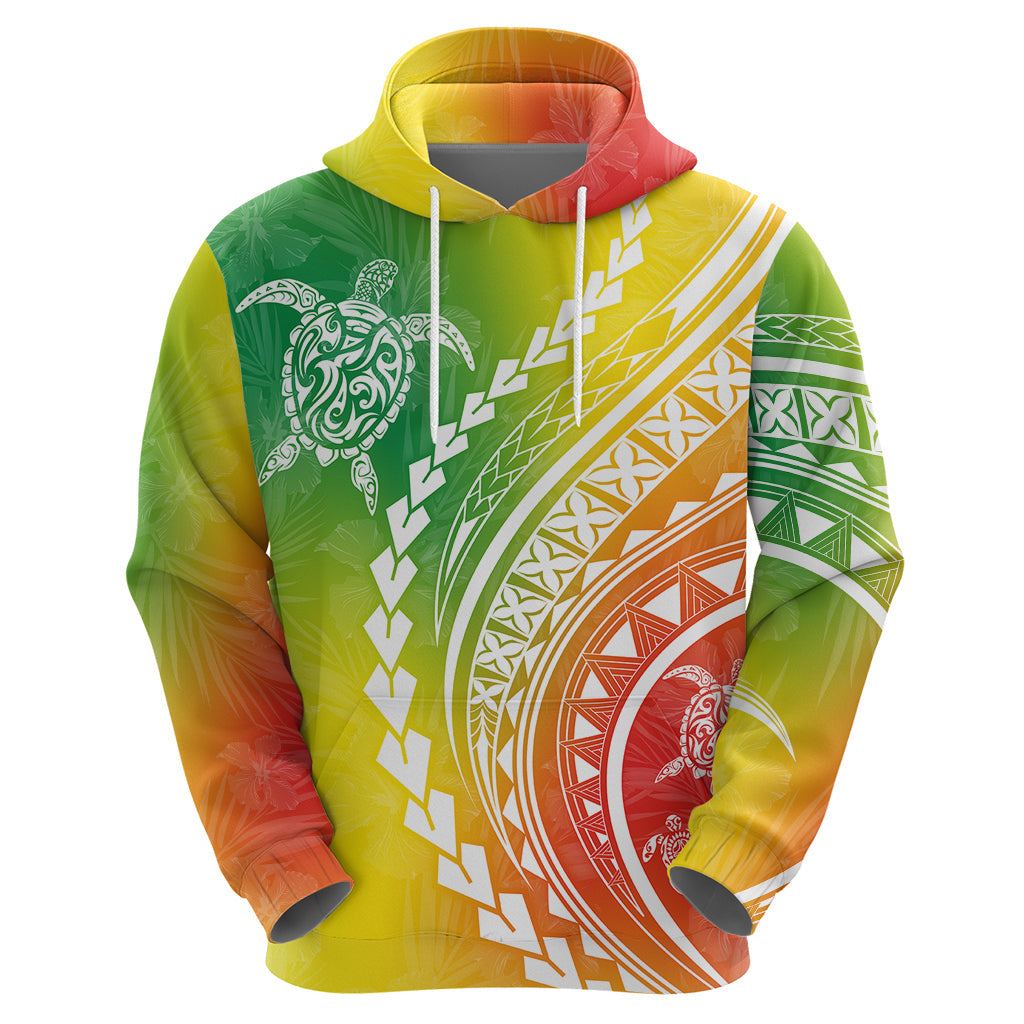 Polynesian Pride Hoodie Turtle Hibiscus Luxury Style - Reggae LT7