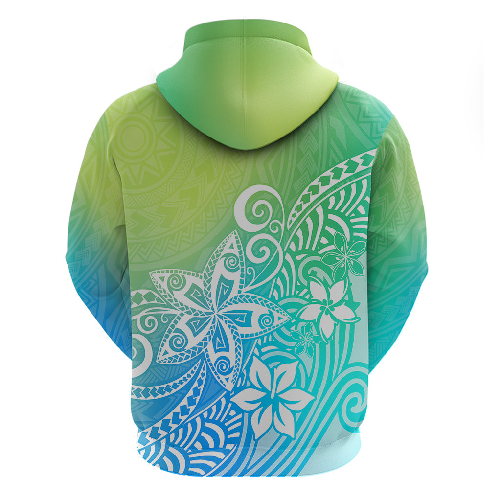 Polynesia Hoodie Plumeria Blue Gradient Curves LT7