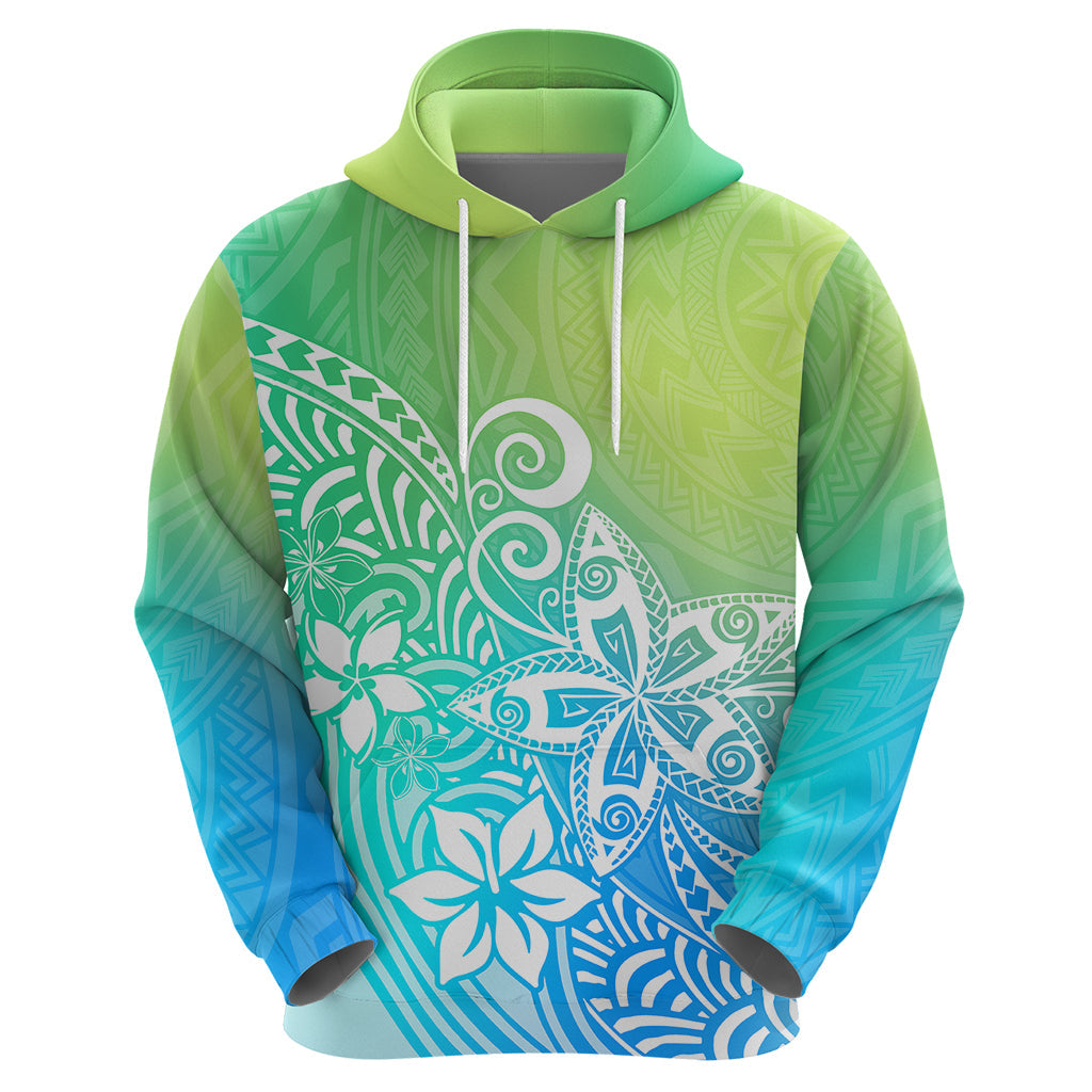 Polynesia Hoodie Plumeria Blue Gradient Curves LT7