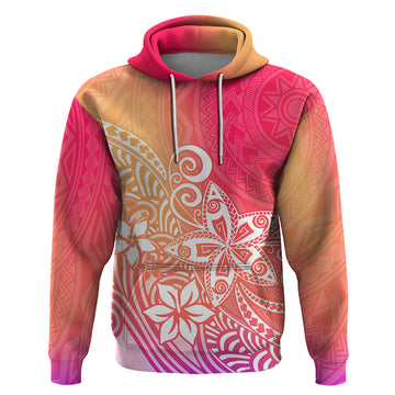 Polynesia Hoodie Plumeria Pink Gradient Curves LT7