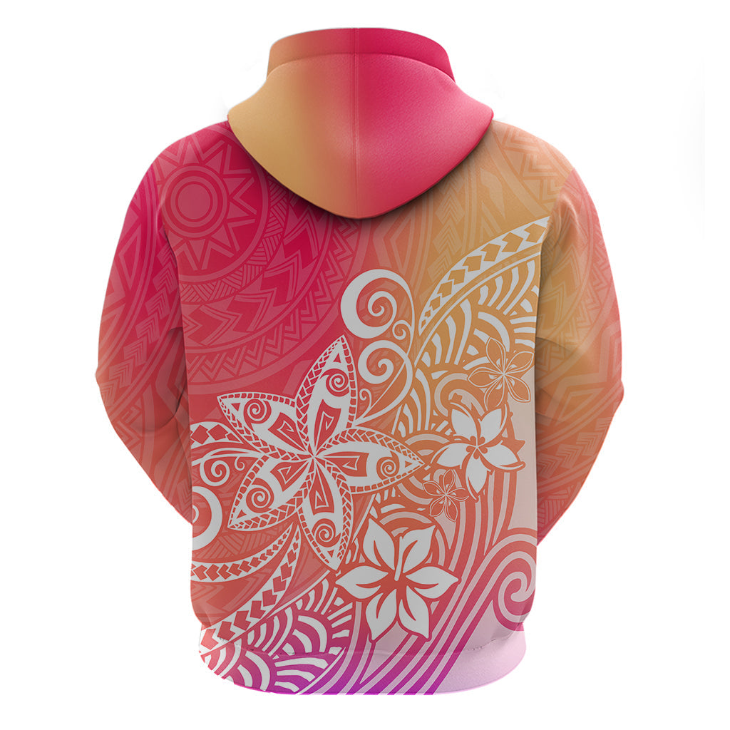 Polynesia Hoodie Plumeria Pink Gradient Curves LT7