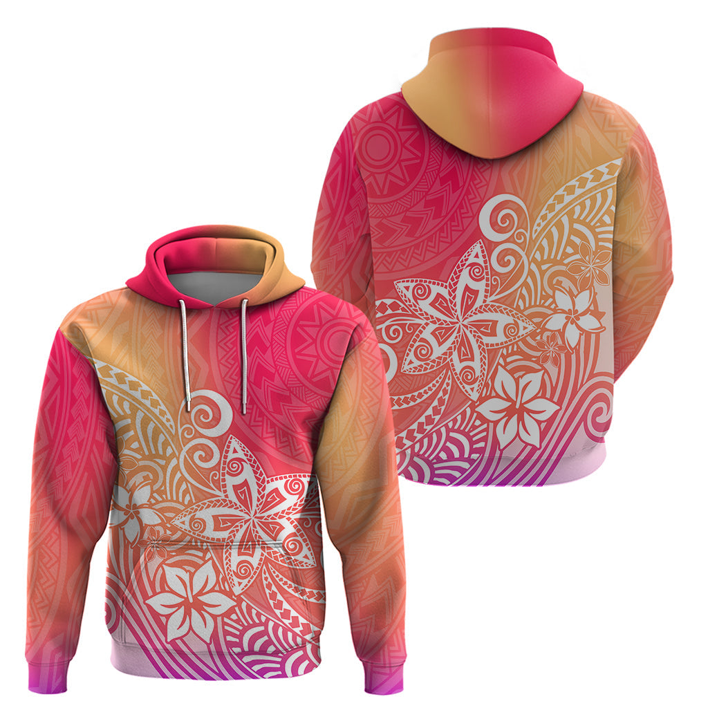 Polynesia Hoodie Plumeria Pink Gradient Curves LT7