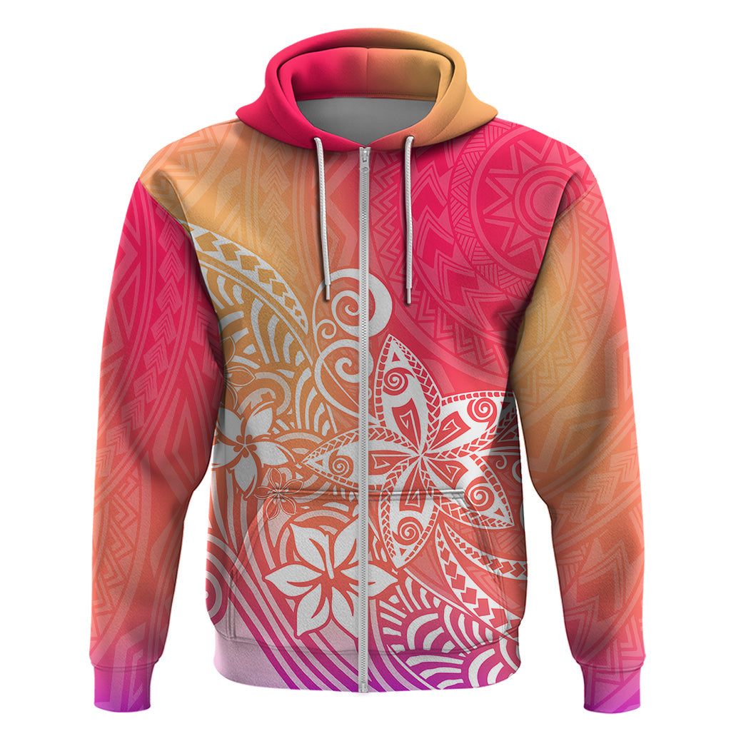 Polynesia Hoodie Plumeria Pink Gradient Curves LT7