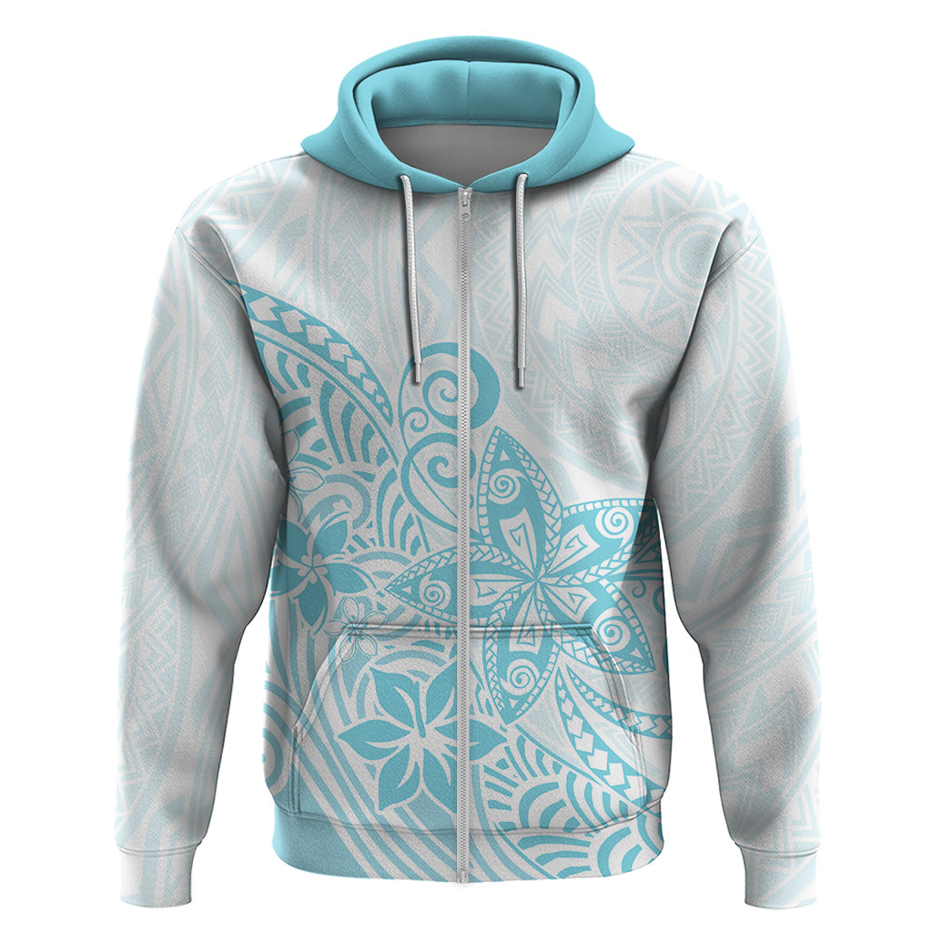 Polynesia Hoodie Plumeria Turquoise Curves LT7