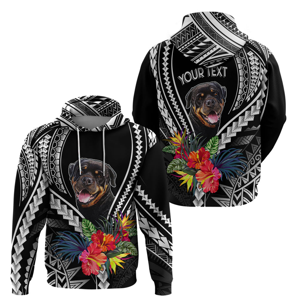 Personalised Polynesian Dog Hoodie Rottweiler With Polynesia Pattern Curve Style LT7