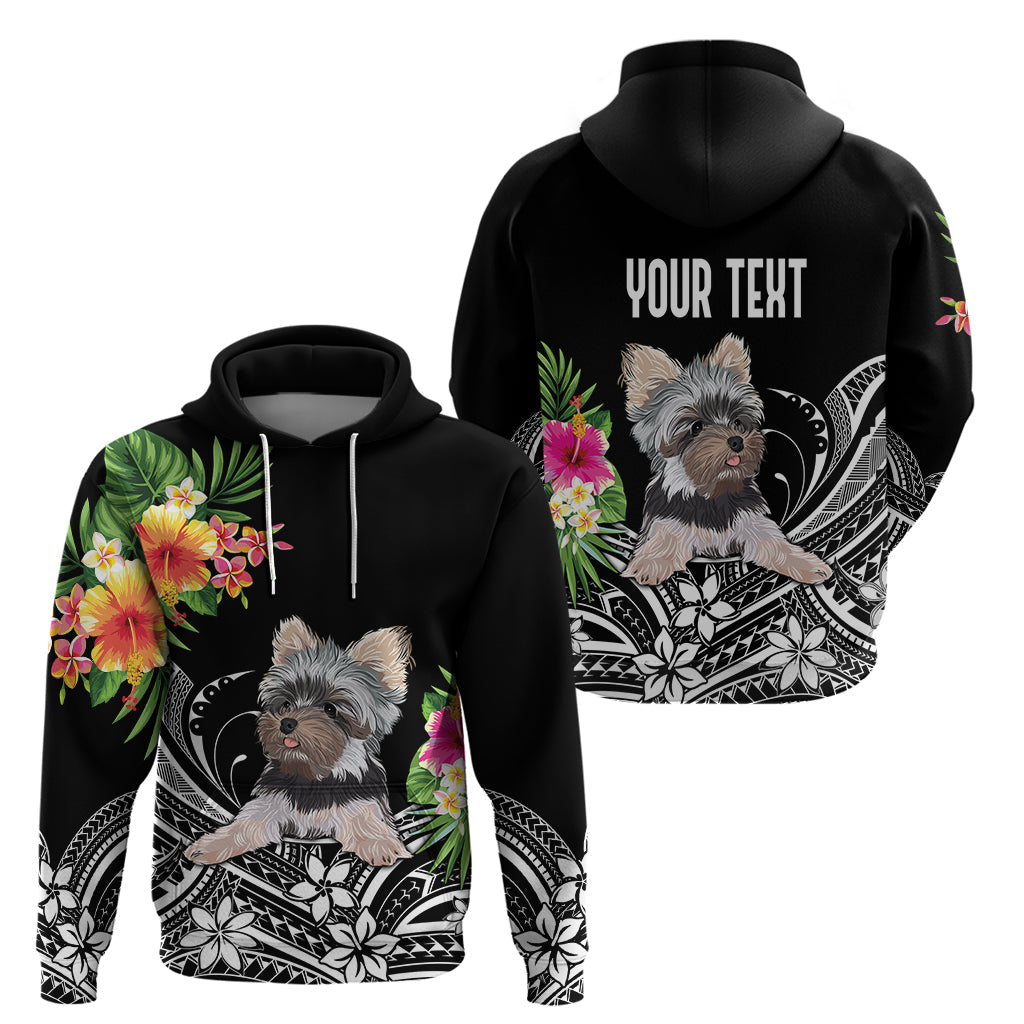 Personalised Polynesian Hoodie With Yorkshire Terrier Floral Style LT7