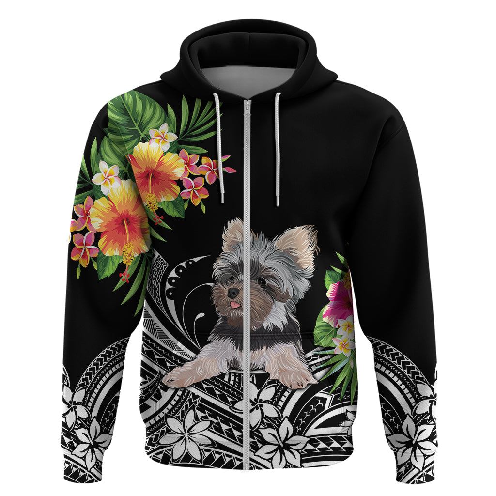 Personalised Polynesian Hoodie With Yorkshire Terrier Floral Style LT7