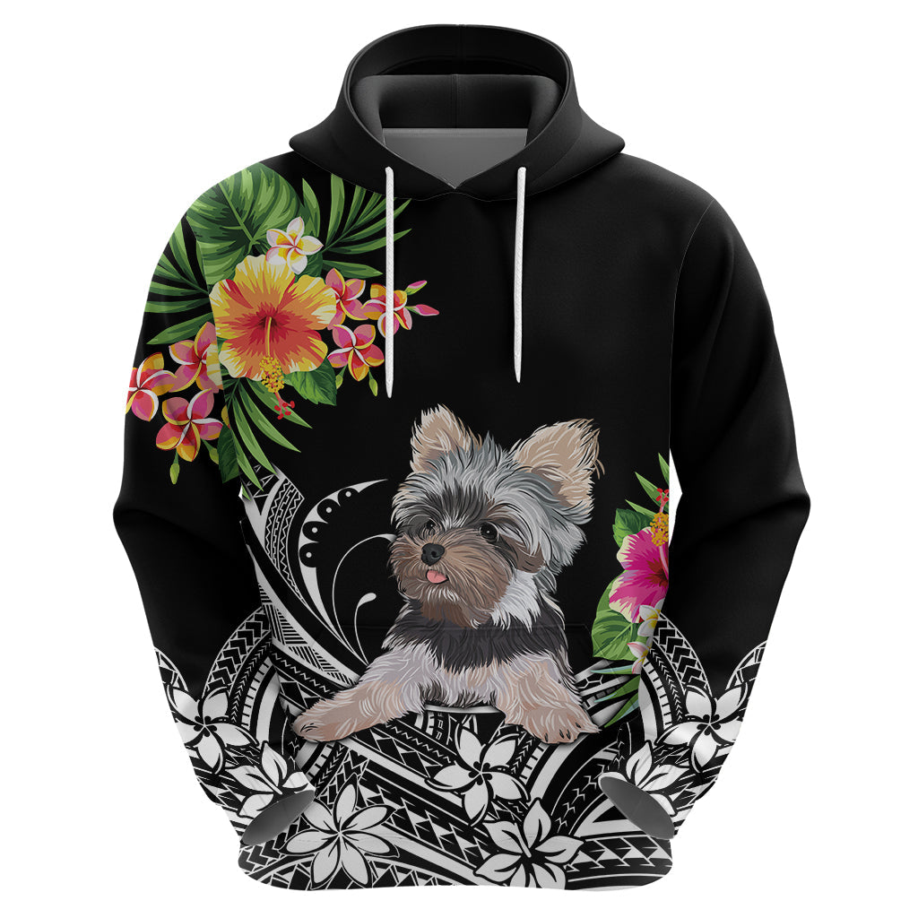 Personalised Polynesian Hoodie With Yorkshire Terrier Floral Style LT7