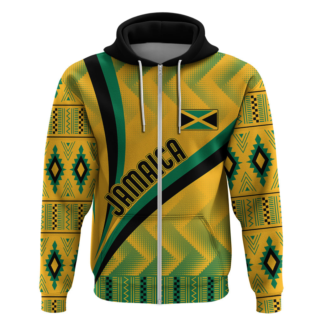 Personalised Jamaica Hoodie Kente Pattern Basic - Yellow LT7