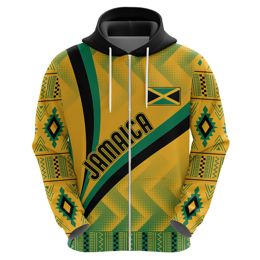 Personalised Jamaica Hoodie Kente Pattern Basic - Yellow LT7