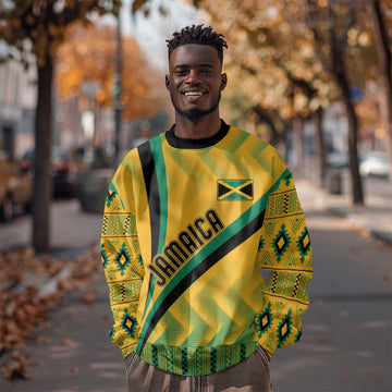 Personalised Jamaica Sweatshirt Kente Pattern Basic - Yellow LT7