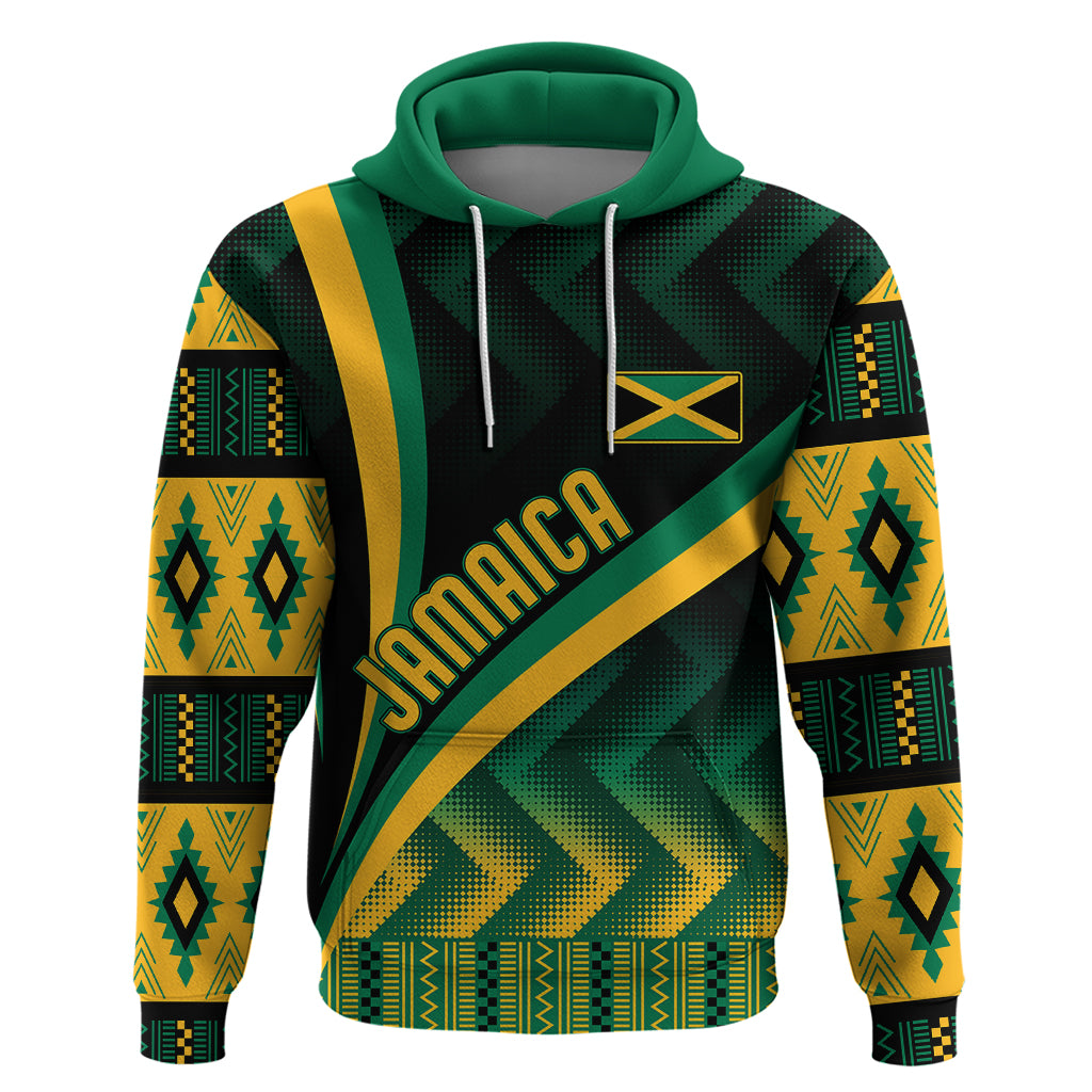 Personalised Jamaica Hoodie Kente Pattern Basic - Black LT7
